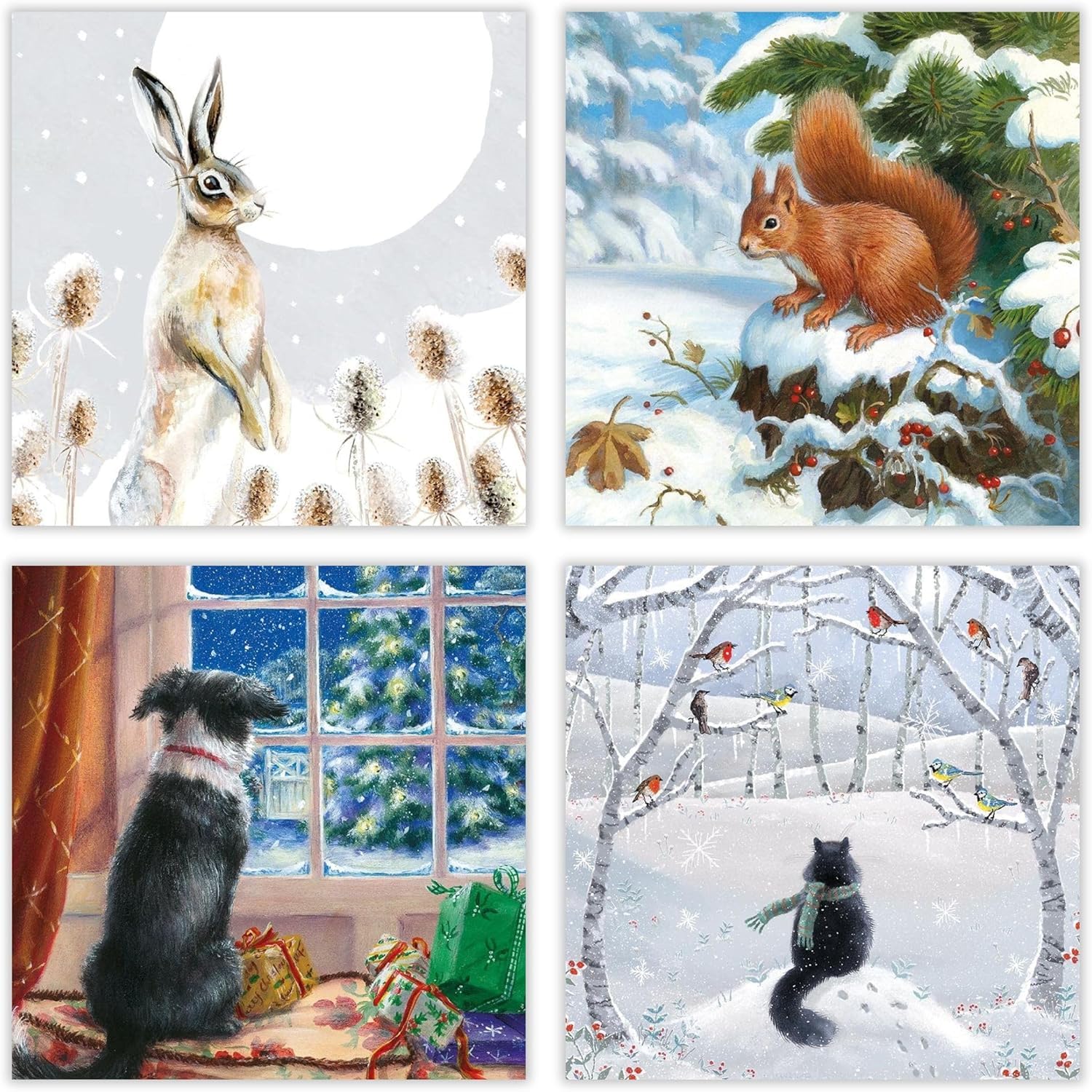 Museums & Galleries Box of 20 Artistic Charity Christmas Cards from Snowy Paws - 5 Each of 4 Designs (MG-XETC226)