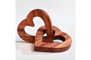 Valentine's Day Romantic Heart Gifts for Her, Handmade Wood Hearts Shape for Couple Wife Husband Wedding Anniversary Birthday