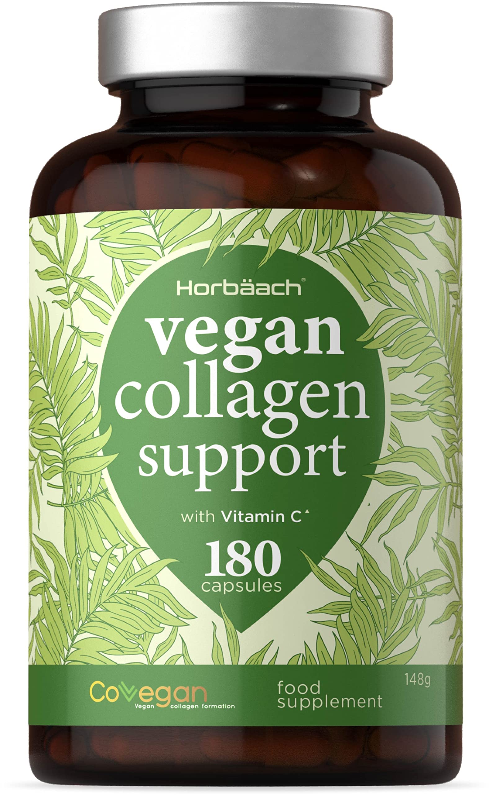 Vegan Collagen Booster | 180 Capsules | for Skin, Hair, Nails, Joints & Bones | Plant-Based Collagen Complex with Acerola, Vitamin C, Amino Acids & Silica | No Artificial Preservatives