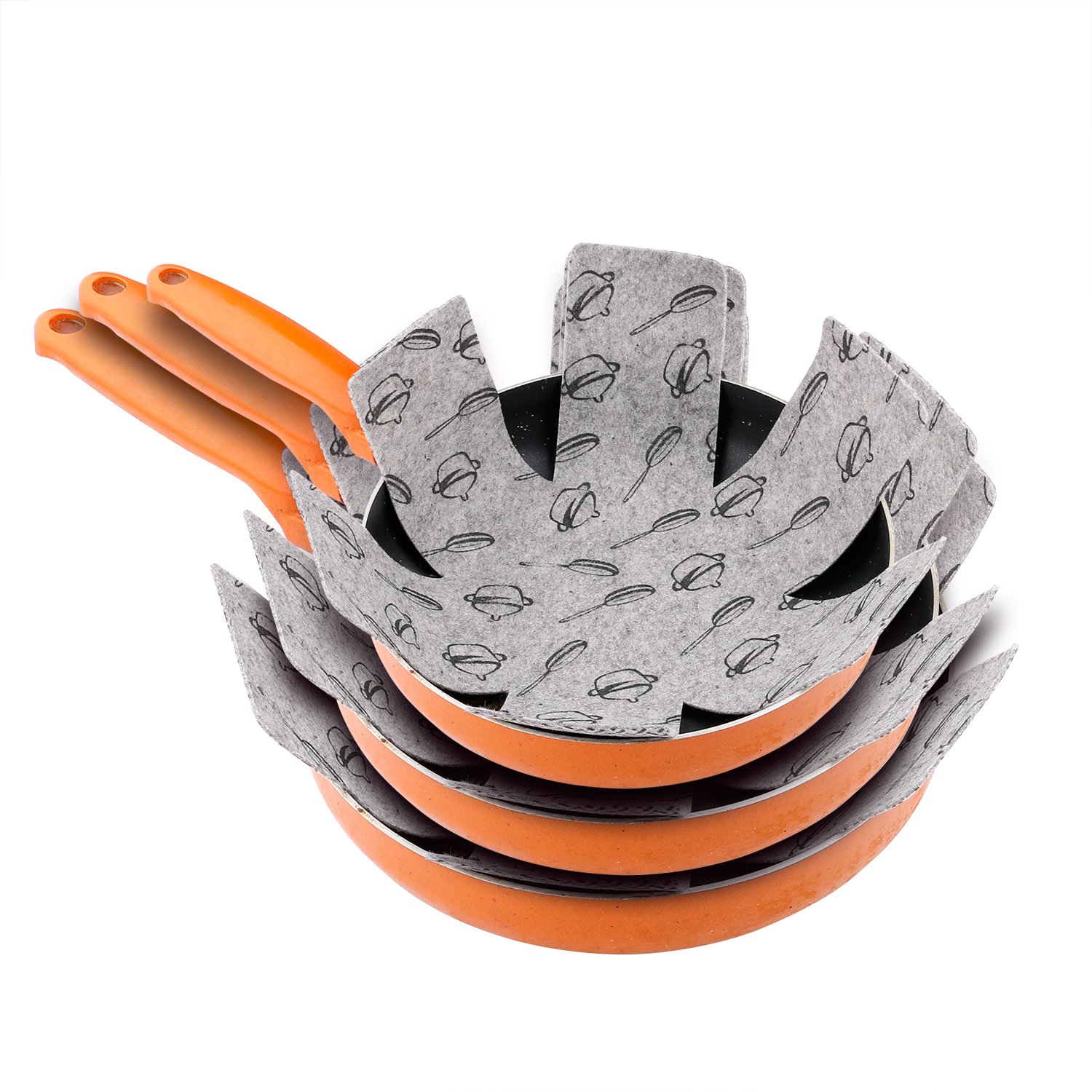 Pan and Pot Protectors,Srasi Print Premium Divider PadsSet of 6Gray