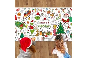 Qibote Christmas Crafts for Kids, 31 x 72 Inches Jumbo Christmas Coloring Poster/Tablecloth, Drawing Paper Christmas Activities Gifts for Kids, Merry Xmas Party Decorations Indoor