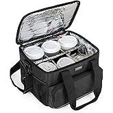 Trunab Reusable 6 Cups Drink Carrier for Delivery with Adjustable Dividers, Handle with Carrying Strap Tote Holder Insulated Bag for Beverages,Food Take Out,Outdoors