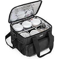 Insulated 3-Cup Drink Carrier Tote - Portable Beverage Caddy With Shoulder Strap & Dividers