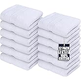 Utopia Towels 12 Pack Premium Wash Cloths Set, 12 by 12 Inches, 100% Cotton Ring Spun, Highly Absorbent and Soft Feel Essential Washcloths for Bathroom, Spa, Gym, and Face, White