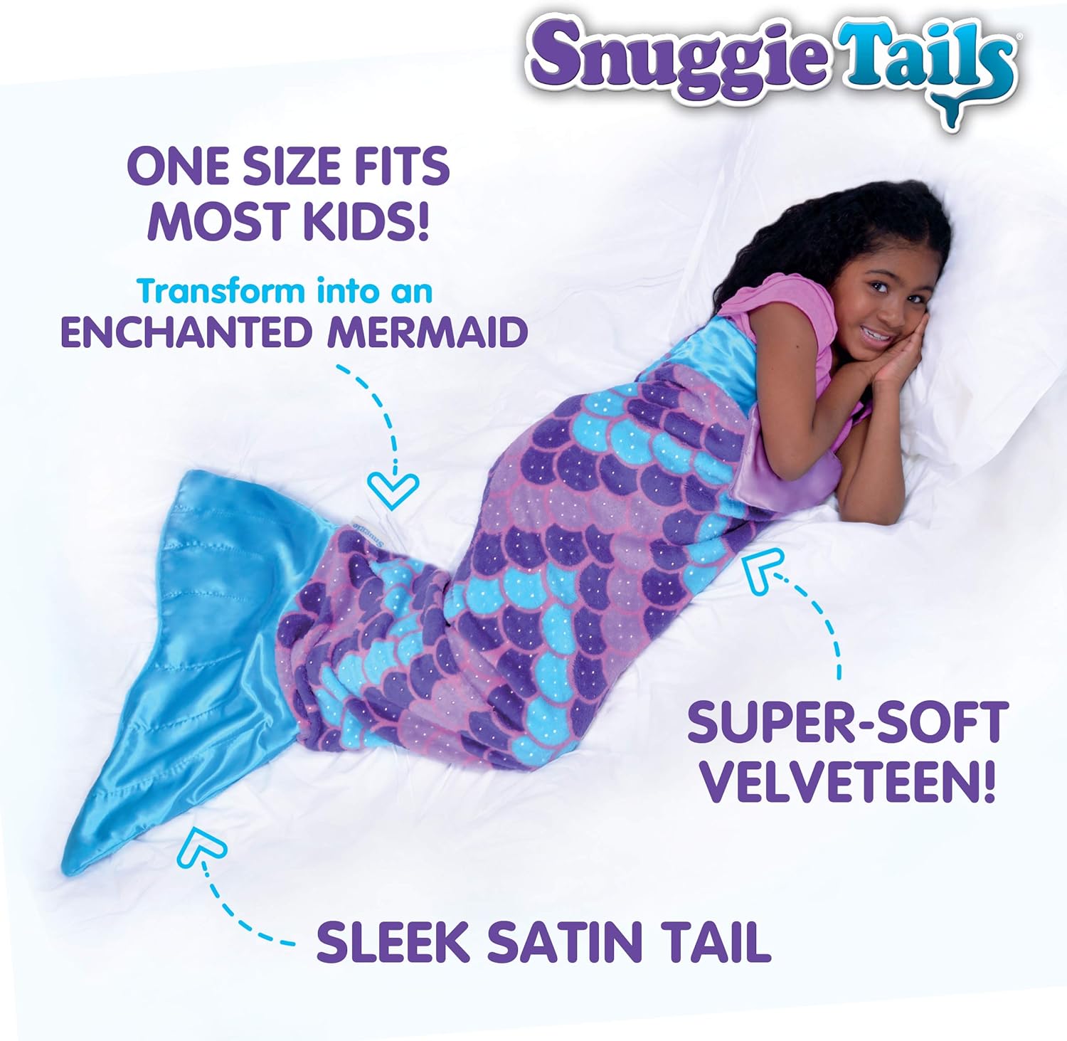 Amazon Com Snuggie Tails Mermaid Blanket Comfy Cozy Super Soft Warm All Season Wearable Blanket For Kids As Seen On Tv Purple Home Kitchen