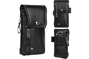 Leather Phone Holster - Genuine Full-Grain Buffalo Leather Cell Phone Holsters - for iPhone 16, 15, 14, 13pro, Galaxy S24, S2