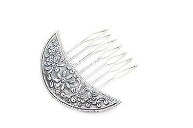 Sterling Silver Oval Floral Hair Comb Amazon Co Uk Jewellery