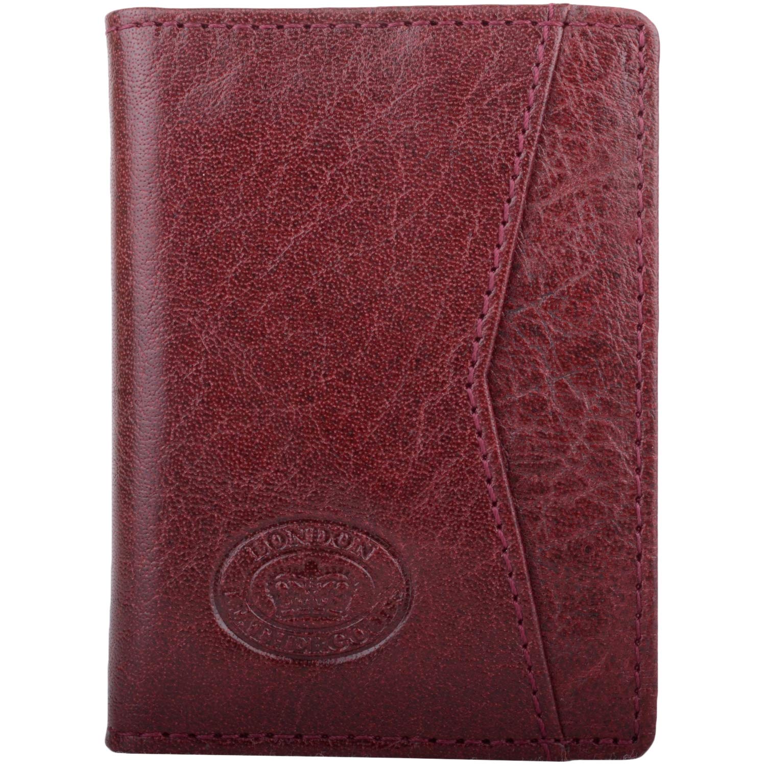 Valita Mens Buffled Crumple Leather RFID Protected Credit Card/Travel Card Holder Wallet - Dark Red