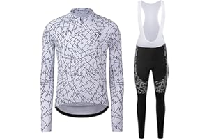 Coconut Ropamo CR Men's Cycling Clothing Set Long Sleeve Cycling Jersey Zipper Pocket Bike Outfit Cycling Bib Pants 3D Padded