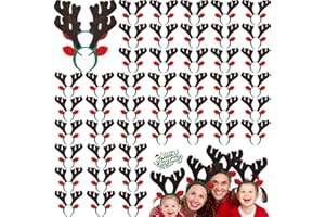 Zubebe Christmas Reindeer Antlers Headband Xmas Deer Horns Antlers Headband with Ears Deer Decor