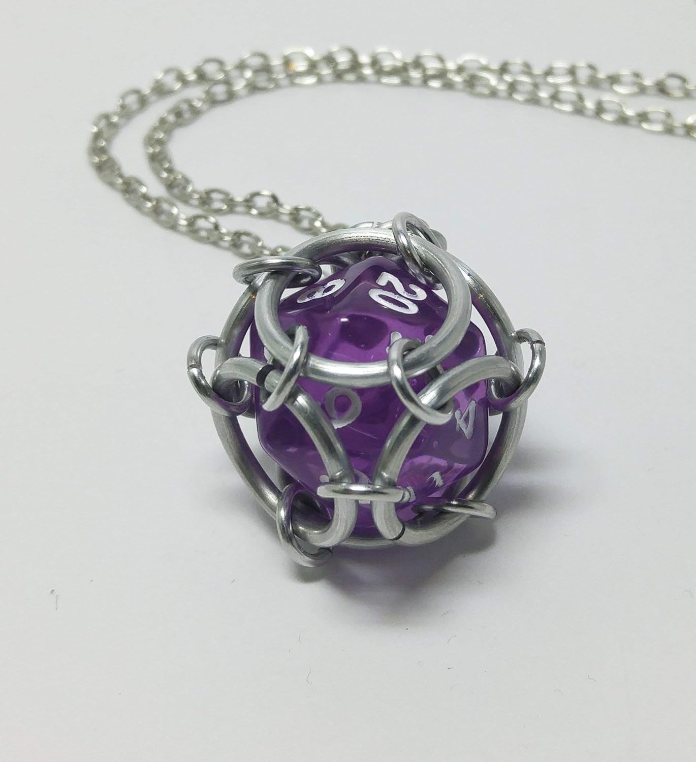 D20 necklace geek wear chainmail dice necklace mens jewelry