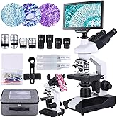 High-Power Compound Trinocular Microscope - 40X to 5000X Magnification, 7" HD Screen,Dual-Stage Mechanical Stage, LED Illumination - Perfect for Adults and Laboratory Use