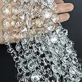 Ollain Crystal Garland 32.8Ft Glass Crystals Beaded Trim Clear Chandelier Octagon Beads Chain for Wedding Party DIY Craft Jewelry Decoration (32.8Ft/10 Strands Crystal Beads)