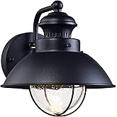 John Timberland Fordham Farmhouse Rustic Industrial Outdoor Wall Light Fixture LED Black Metal 8" Seedy Glass Sconce Exterior