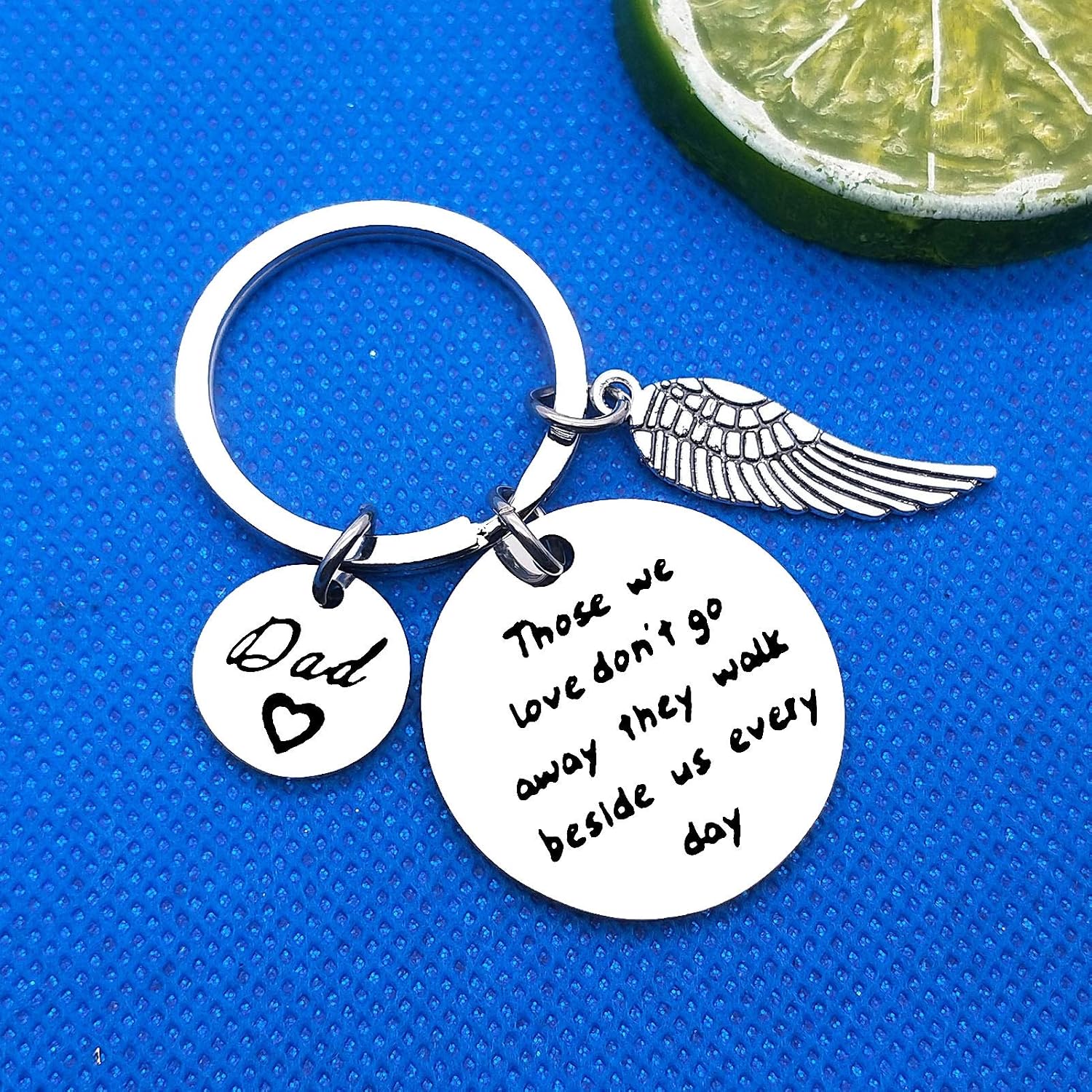 Baixian Dad Memorial Gifts Keyring Loss of Father Keyring Those We Love Don't Go Away They Walk Beside Us Every Day In Memory of Dad Gifts Memorial Keychain Remembrance Sympathy Gift For Father - Image 5