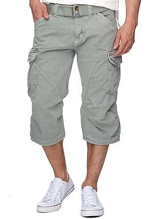 Indicode Herren Nicolas Check 3/4 Karierte Cargo Shorts inkl. Gürtel aus nachhaltiger Baumwolle