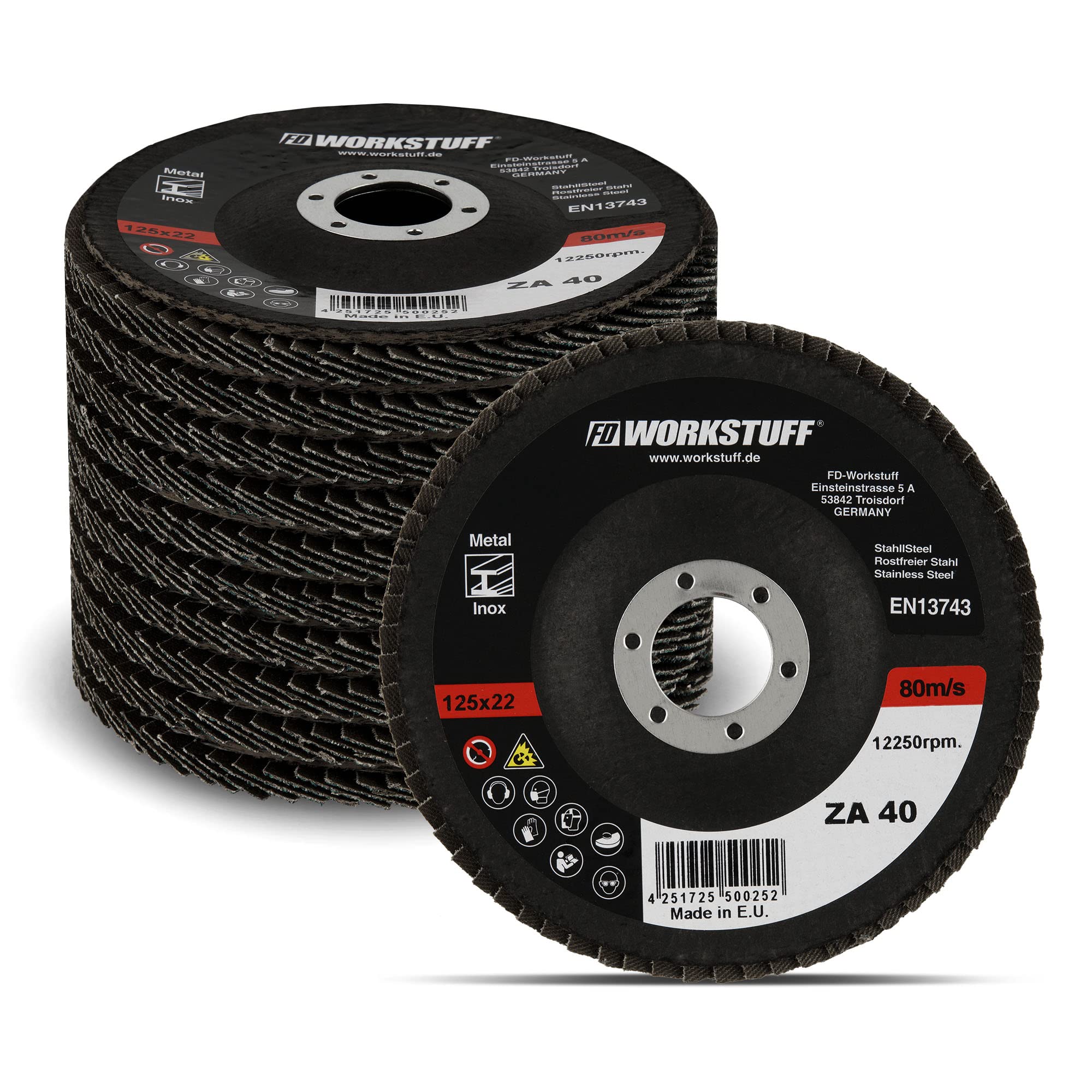 Flap Discs Set 125mm – 10pcs Mix Pack (2x40/60, 3x80/120 Grit) – Blue Lamellar Discs – Stainless Steel – Grinding/Sanding Wheels for Angle Grinders