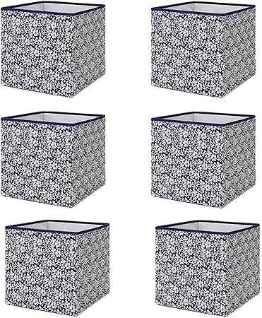 Ikea Drona Box, Azul, Blanco con patrón de Flores (Pack de 6): Amazon.es: Hogar