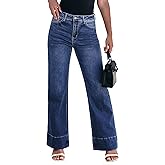 luvamia Wide Leg Jeans for Women High Waisted Flare Trendy Stretchy Denim Pants Baggy Classic Trouser Jeans with Pockets