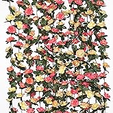 KHOYIME 9 Pack 72 FT Artificial Flower Garland, Fake Champagne Roses Vines Silk Flowers Faux Outdoor Hanging Floral Ivy Garland Decoration for Wedding Arch Bedroom Home Wall Backdrop Room Decor