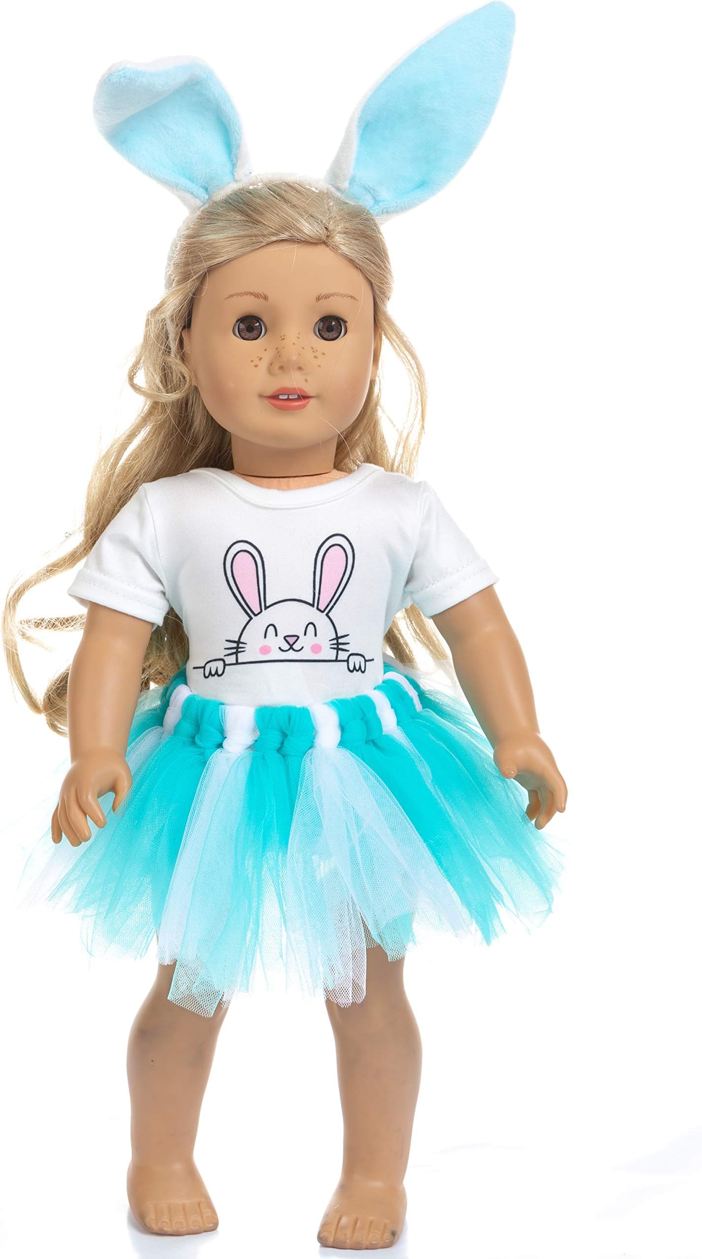 iBayda 3pc/Set Bunny Doll Clothes Accessories for American 18 inch Girl Include Bunny Ears, Tutu and Rompers