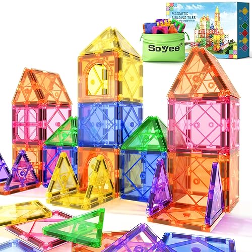 Magnetic Tiles Toddler Toys Magnetic Building Blocks for Kids Ages 3-12 STEM Educational Toys for Girls & Boys Sensory Play for Preschool Learning