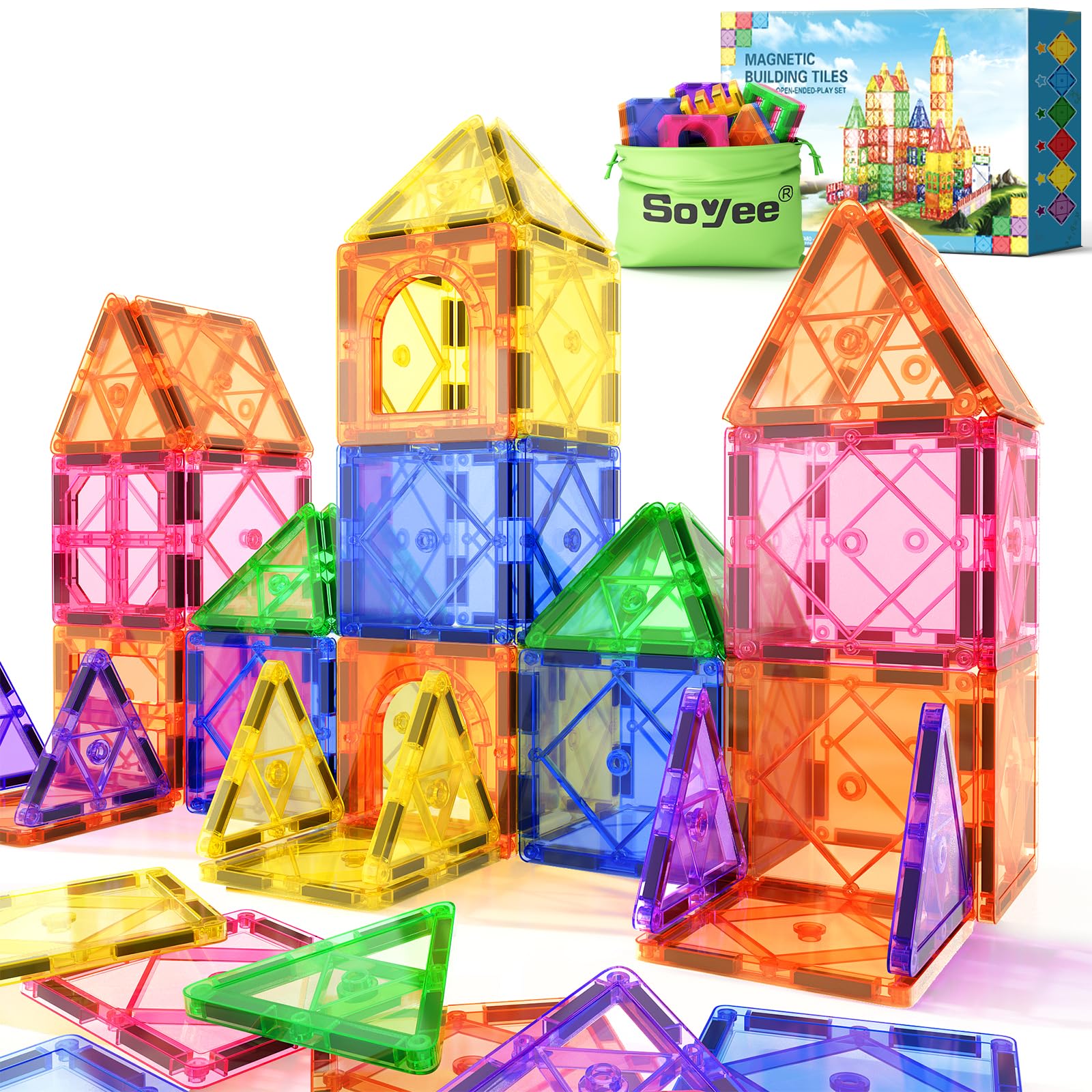 Magnetic Tiles Toddler Toys Magnetic Building Blocks for Kids Ages 3-12 STEM Educational Toys for Girls & Boys Sensory Play for Preschool Learning Classroom Must Have Decor
