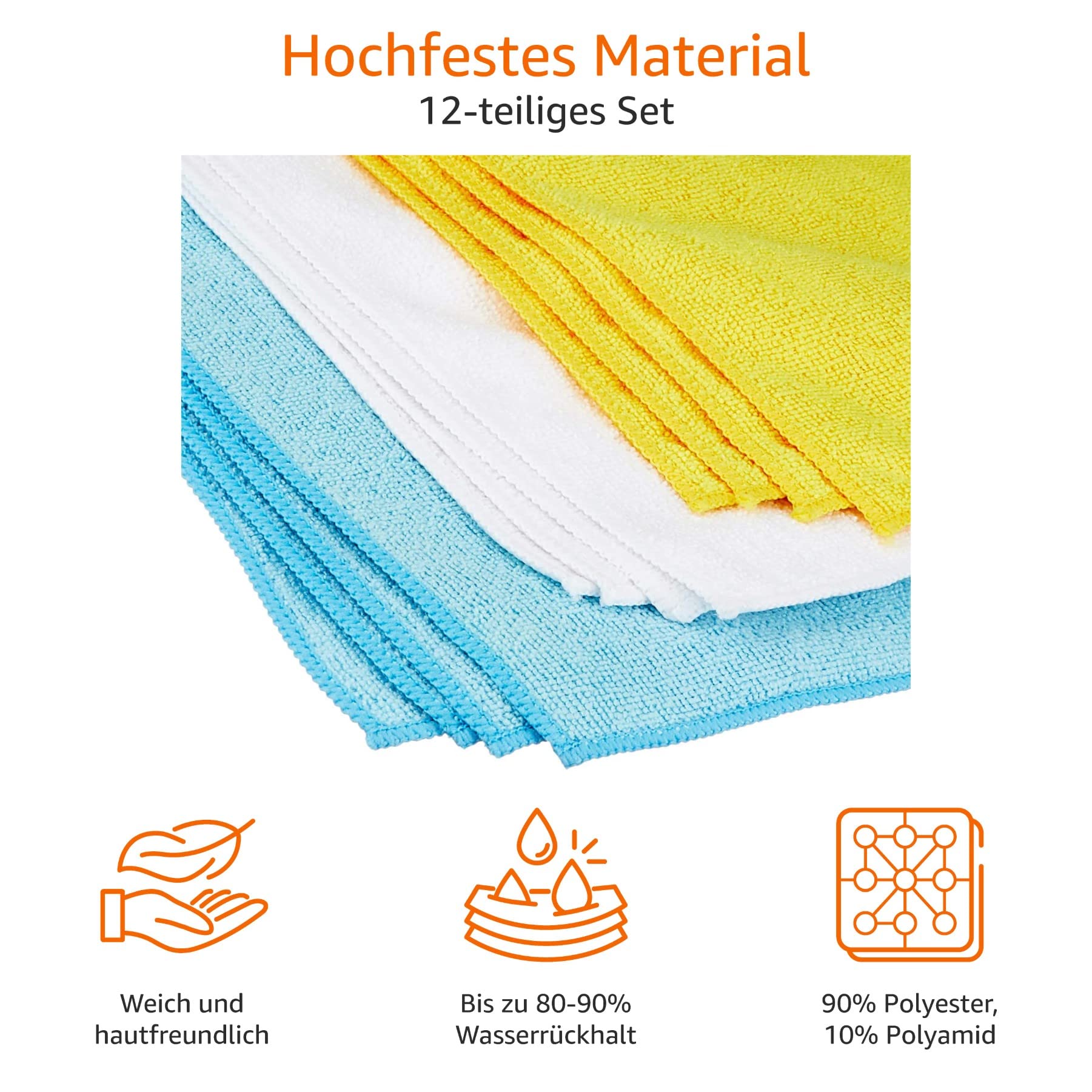 Amazon Basics Mikrofaser Reinigungstuch, 12 Stück, Mehrfarbig, 30.5 L x 40.5 B cm 2