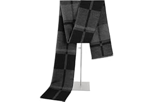 Mukidom Winter Scarf For Men Ultra-Soft Plaid Tassel Men Scarf Warm Soft Cashmere Feel 73"×12"