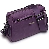 Alldaily Small Triple Zip Crossbody Purse for Women, Vegan Leather Phone Bag with Wide Shoulder Strap