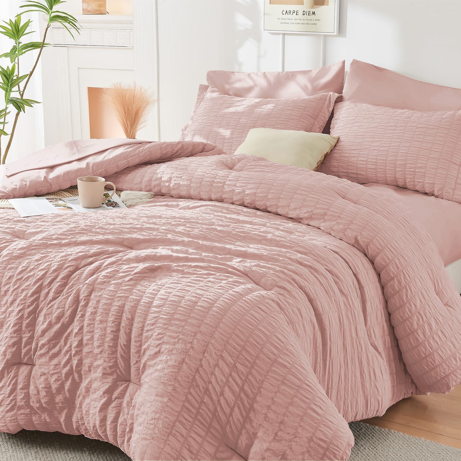HYMOKEGE Rose Gold Full Size Comforter Sets