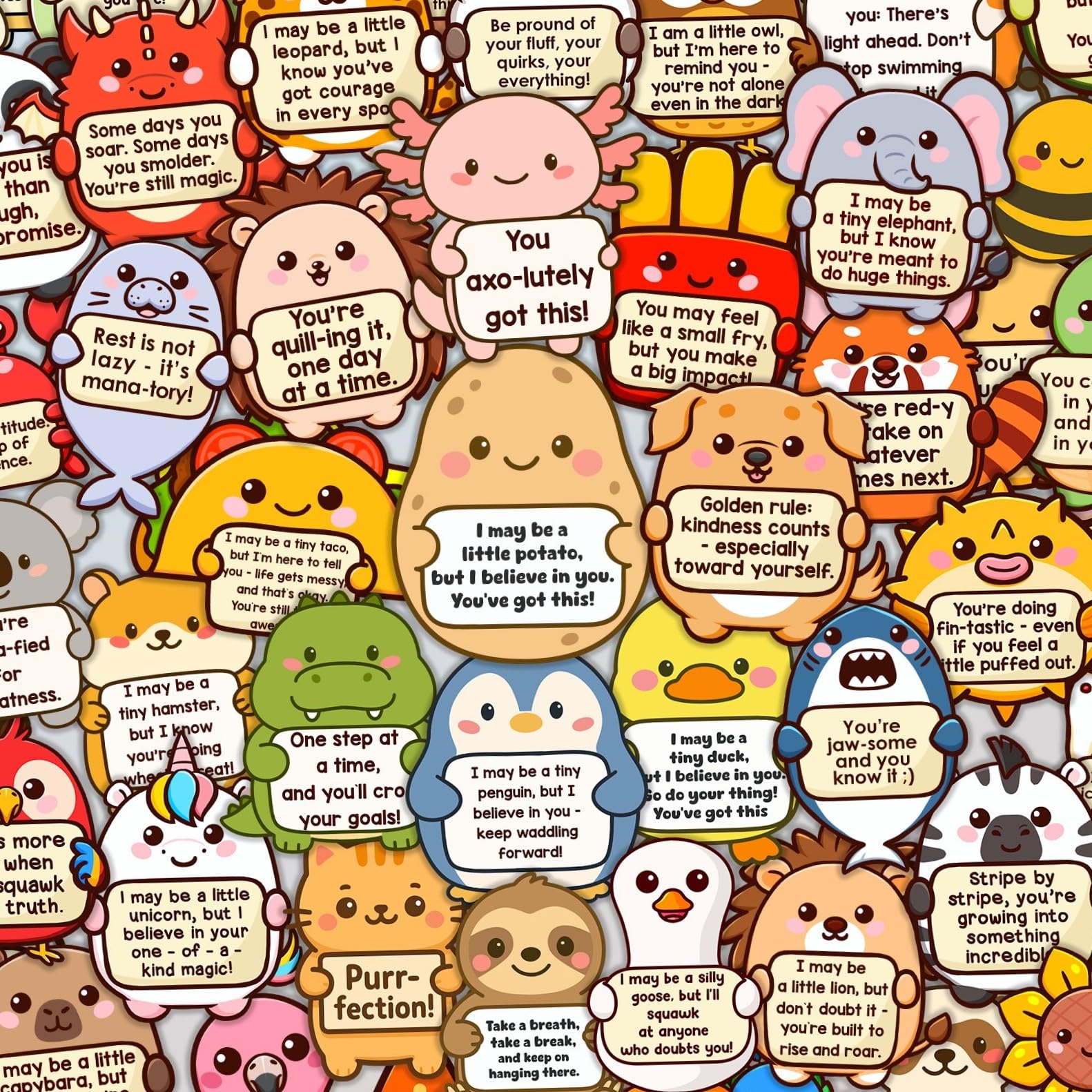 Photo 1 of 120PCS Holographic Emotional Support Affirmation Sticker Pack Tiny Cheer Squad for Adults or Kids Cute Inspirational Emotional Buddies for Water Bottles, Laptops, Phones, Positive Quote Vinyl