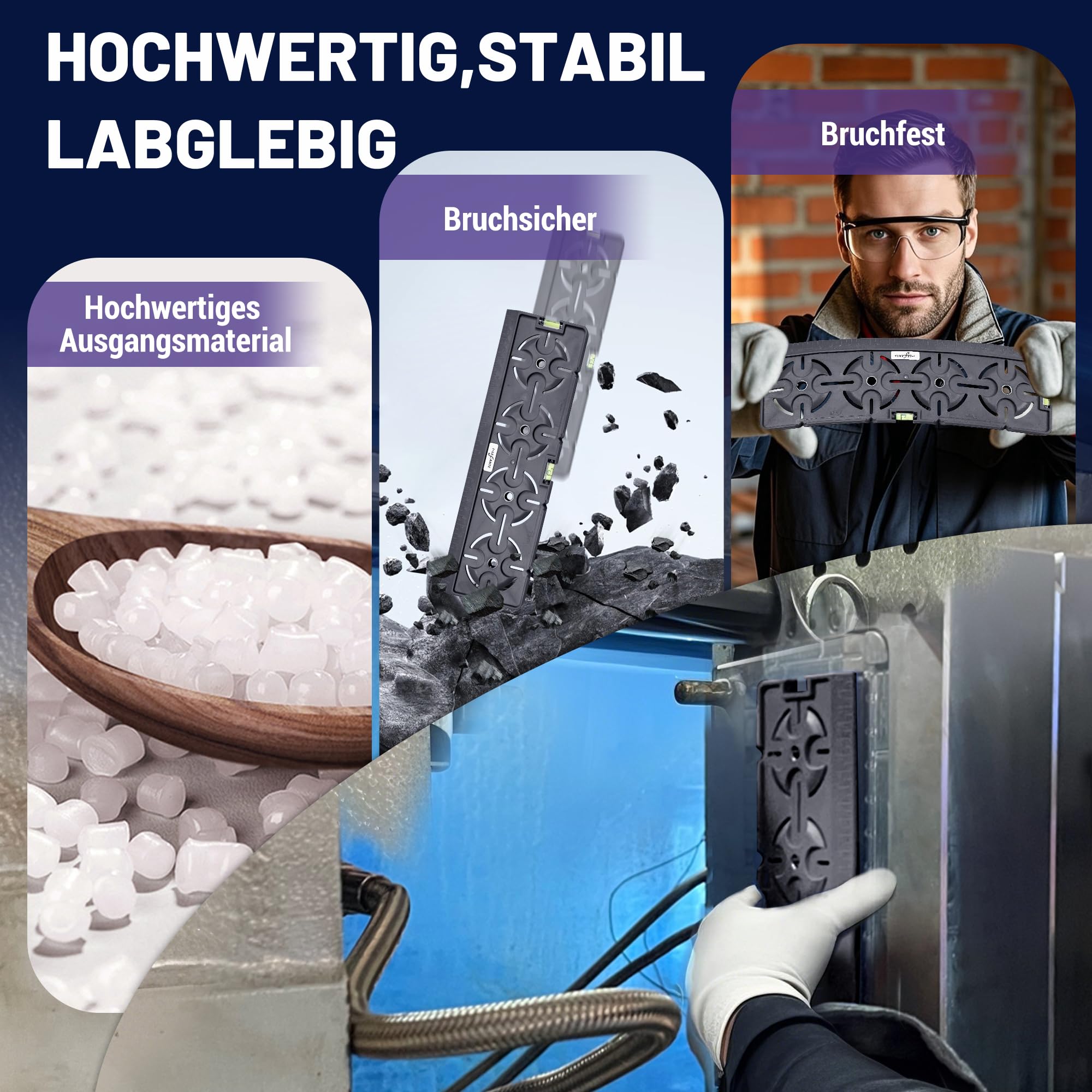 Bohrschablone für Steckdose Schalterdose Unterputzdose Hohlwanddose 71mm Abstand All in One mit Wasserwaage 30cm Lineal Für Elektroinstallation Rohbau Trockenbau Elektriker Heimwerker (Grau) 6