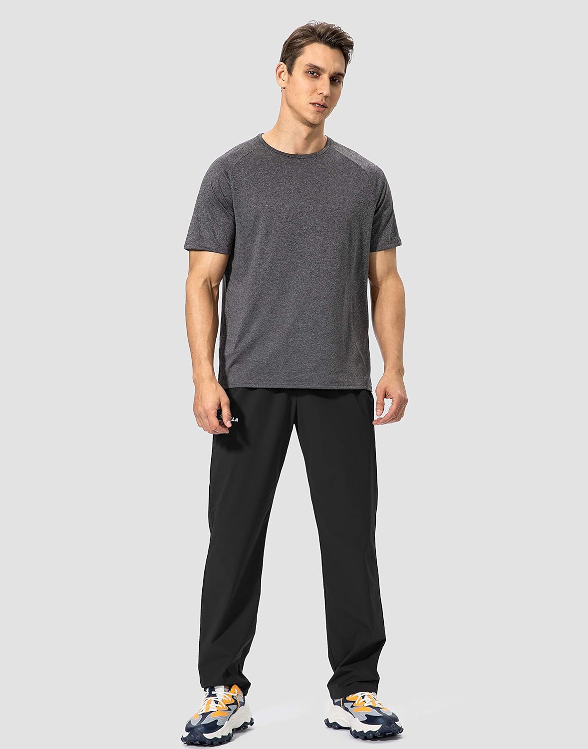 Pudolla Men's Workout Athletic Pants Elastic Waist Jogging Running Pants for Men with Zipper Pockets: Clothing