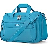 HanTrip Carry on Duffel Bag Foldable Duffle Bags for Travel, Under Seat Personal Item Bags for Airplanes, Weekender Overnight Mens Travel Tote Bag for Women Softside Carry on Luggage (Caribbean Blue)