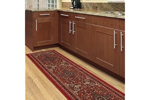 OTTOMANSON Machine Washable Medallion Oriental Design Non-Slip Rubberback 2x7 Traditional Runner Rug for Hallway, Kitchen, Bedroom, Living Room, 1'10" x 7', Red