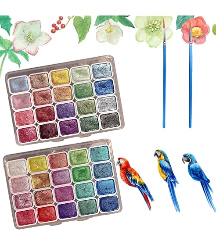 Yasutomo Aquarellfarben Set 21 Farben Perlglanz – Ungiftig, In Kunststoffbox