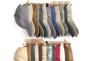 HYDERMUS Hat Organizer for 24 Baseball Caps Hat Rack for Wall with 6 Clips Rustic Wood Arrow Hat Holder Hanger for Trucker Hat Closet Storage and Organization, Carbonized Black