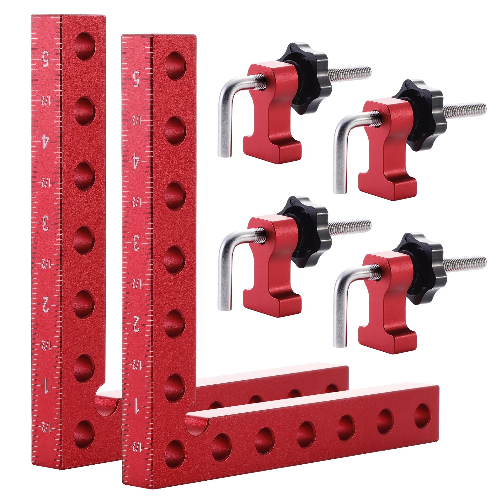 Fippy 90 Degree Positioning Squares Clamps Right Angle Clamps 5'' x 5'', 2PCS Aluminium Alloy 90 Degree Corner Clamps for Woodwork Picture Frame Cabinet