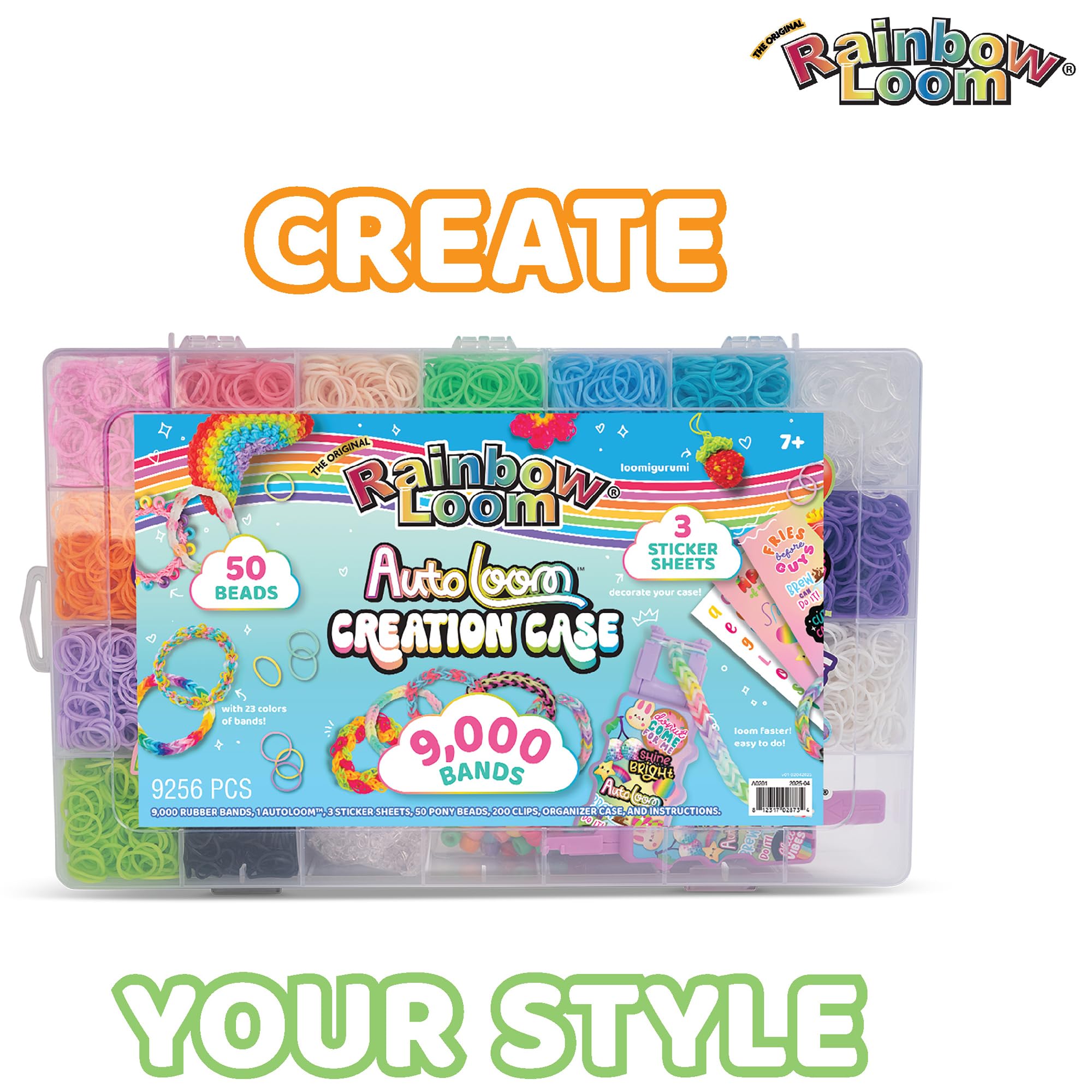 Rainbow Loom: 9,000 Bands AutoLoom Creation Case with 50 Beads & 3 Sticker Sheets – DIY Bracelet & Jewelry Making Kit for Kids 7+