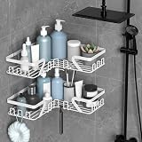 KEGII Corner Shower Caddy No Drilling with Soap Holder White view 2