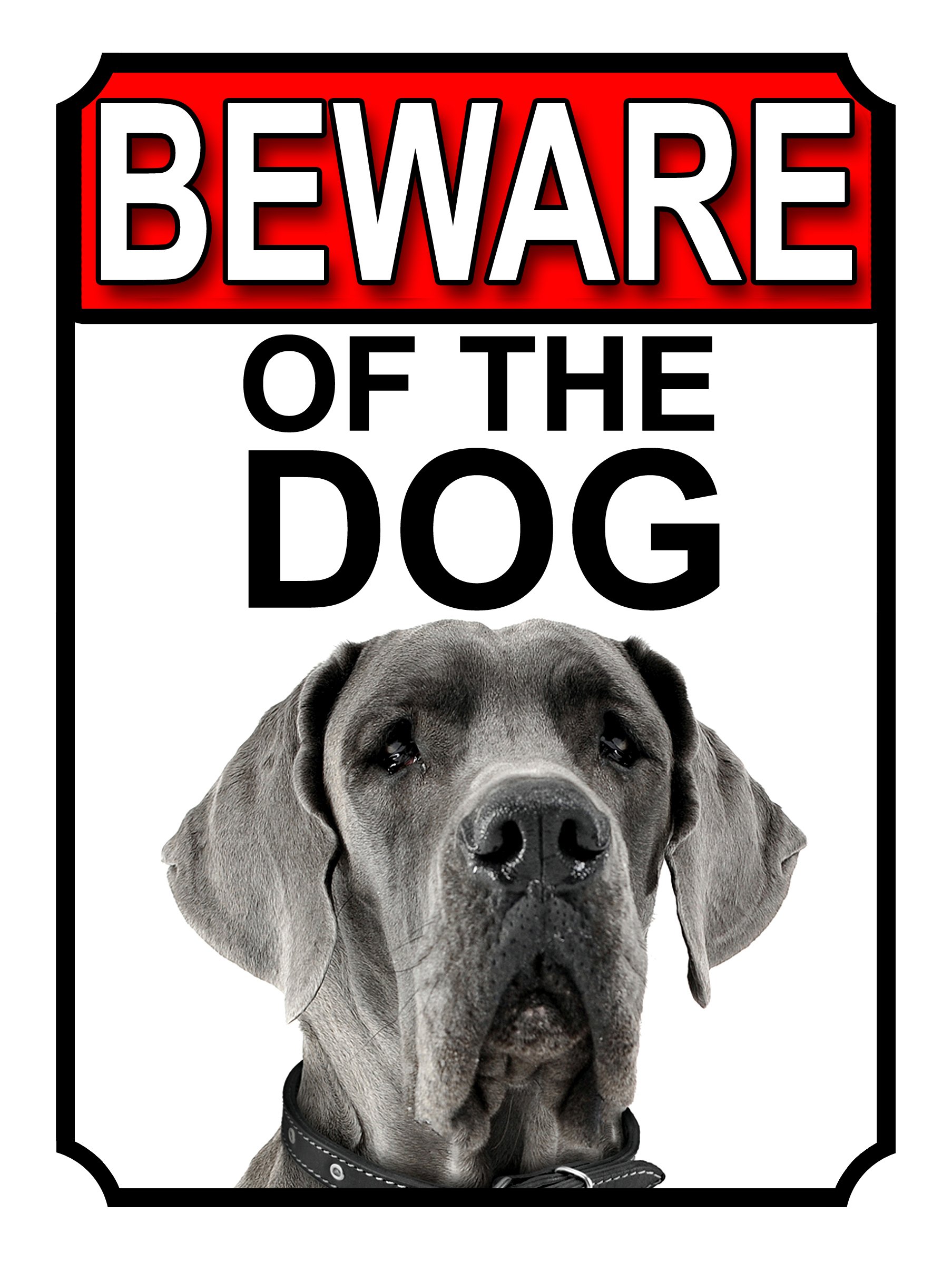 BEWARE OF THE DOG METAL GATE SIGN GREAT DANE 200MM X 150MM (1139H1)