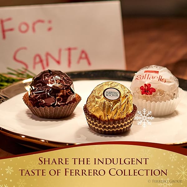 FERRERO COLLECTION, PREMIUM ASSORTED, HAZELNUT, DARK CHOCOLATE AND COCONUT, 16 COUNT HOLIDAY GIFT BOX, 6.1 OZ