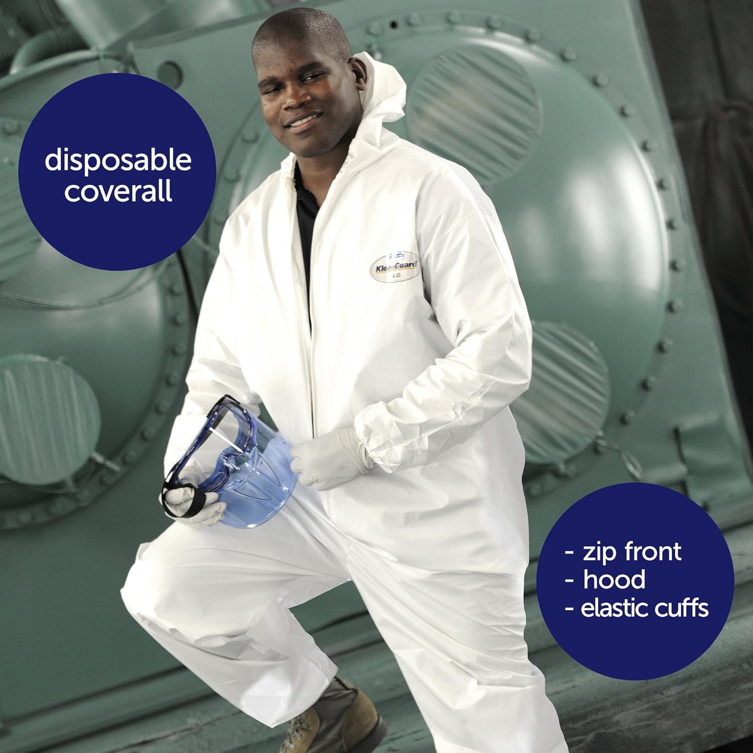 KLEENGUARD - 3600044324 KleenGuard 44324 A40 Elastic-Cuff and Ankles Hooded Coveralls, White, X-Large (Case of 25): Industrial & Scientific