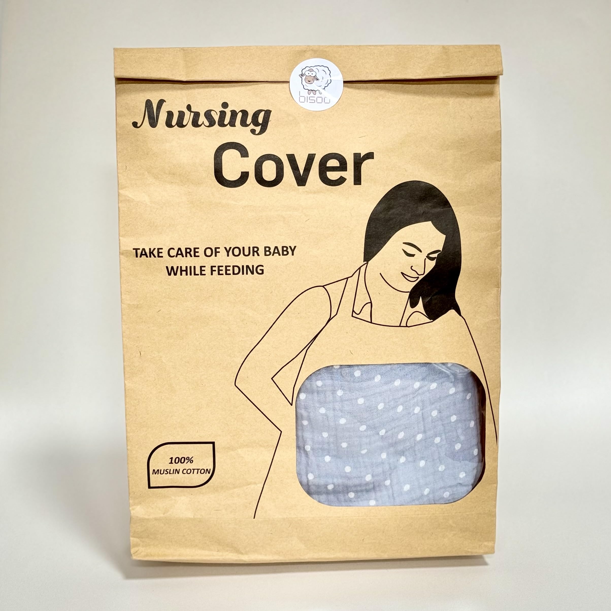 Bisoo Breastfeeding Cover for Mum - Adjustable 100% Muslin for a Breathable Privacy While Breastfeeding Your Newborn - Bag Included - Baby Blue