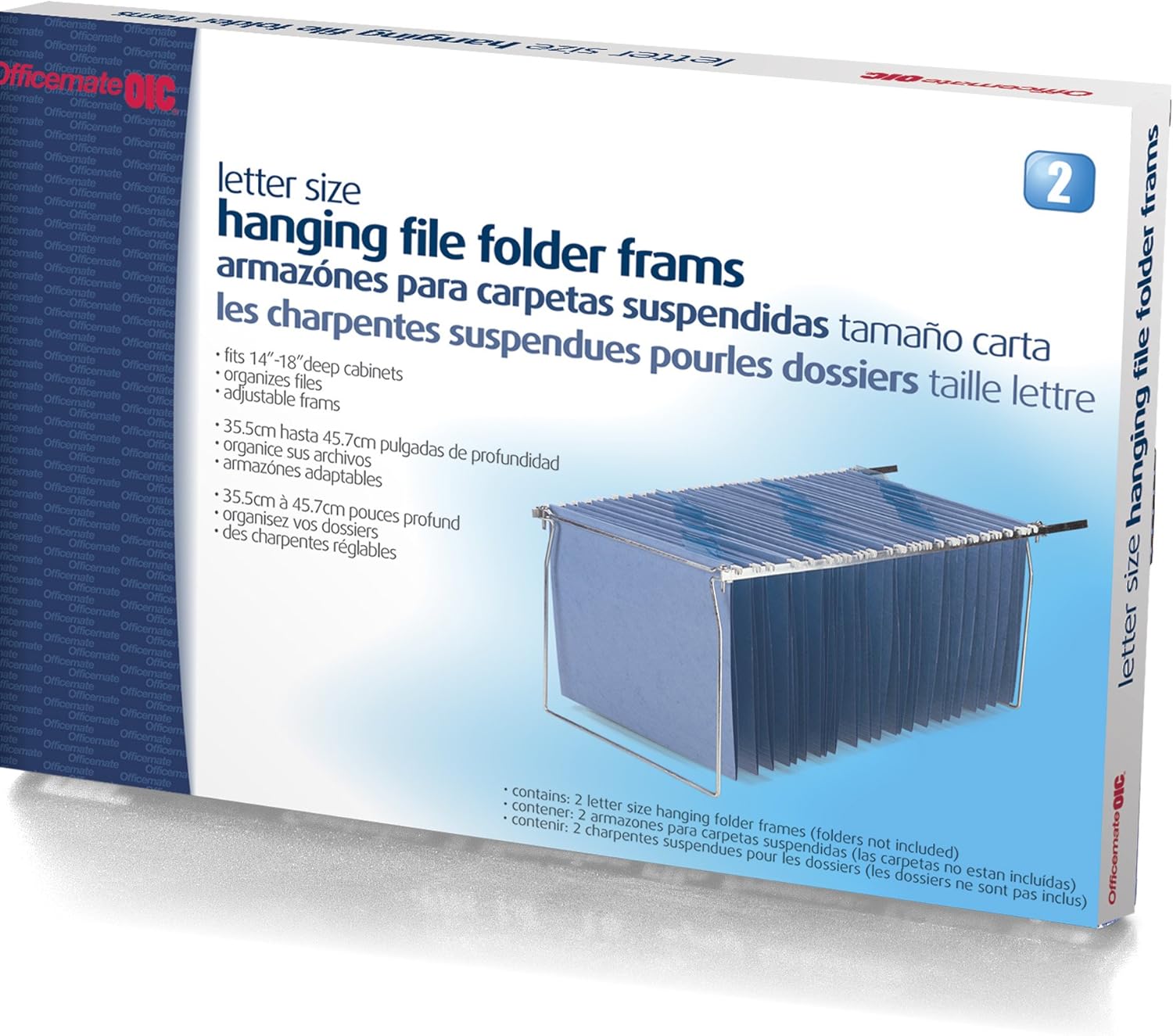 Officemate Hanging File Frame, Letter Size, Adjustable 14 to 18-Inches, 2 Pack (91990) : File Folder Racks : Office Products