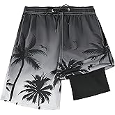 FT FENTENG Boys Swim Trunks Compression Liner Swim Shorts Quick Dry Bathing Suit with Boxer Brief Anti-Chafe Boy Swimwear