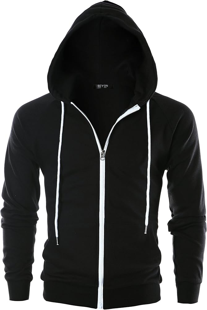 slim fit black zip up hoodie