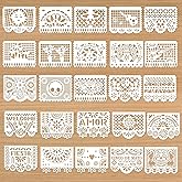 25pcs Mexican Stencil Reusable Mexican Stencil Template for Painting Plastic Mexican Dia De Los Muertos Day of The Dead Stencils for Painting on Wood Wall Home Decor