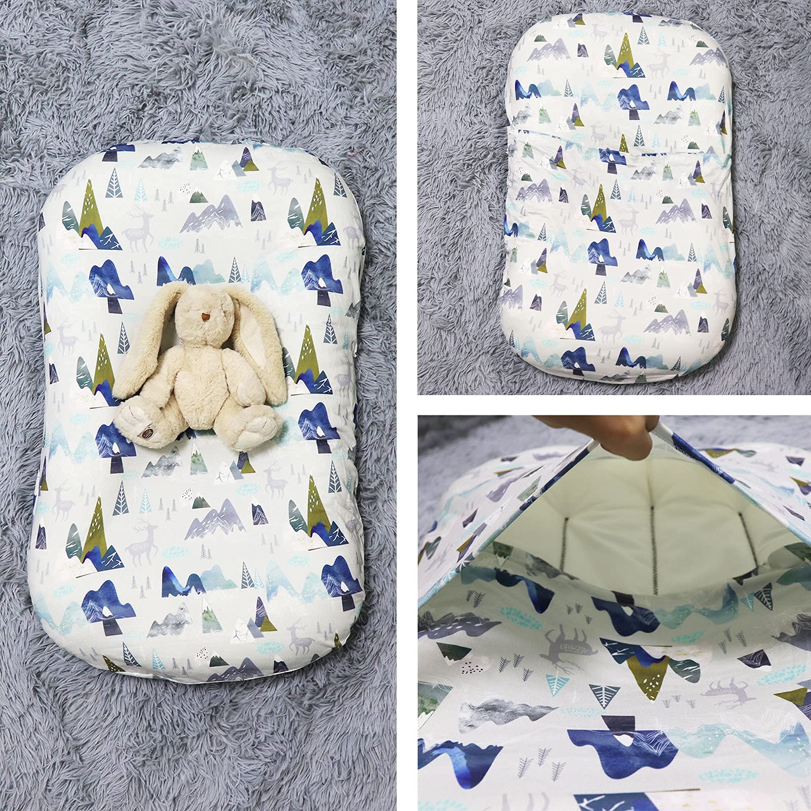 SWESEN Baby Lounger Cover, Removable Infant Lounger Slipcover for Boys Girls, Ultra Soft Cover for Newborn Lounger, Snug Fitting Design, Adventure Mountains